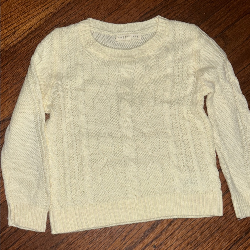 Kids Copper Key -Ivory Cable Knit Sweater